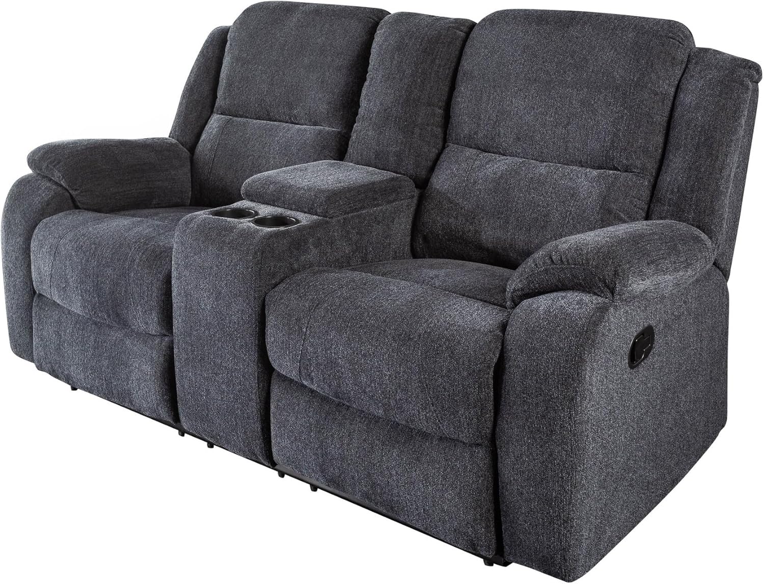 invicta INTERIOR Exklusiver 2er Kino Sessel Hollywood dunkelgrau Fernsehsessel Kinositze Heimkino Liegesessel verstellbar mit Getränkehalter Cupholder