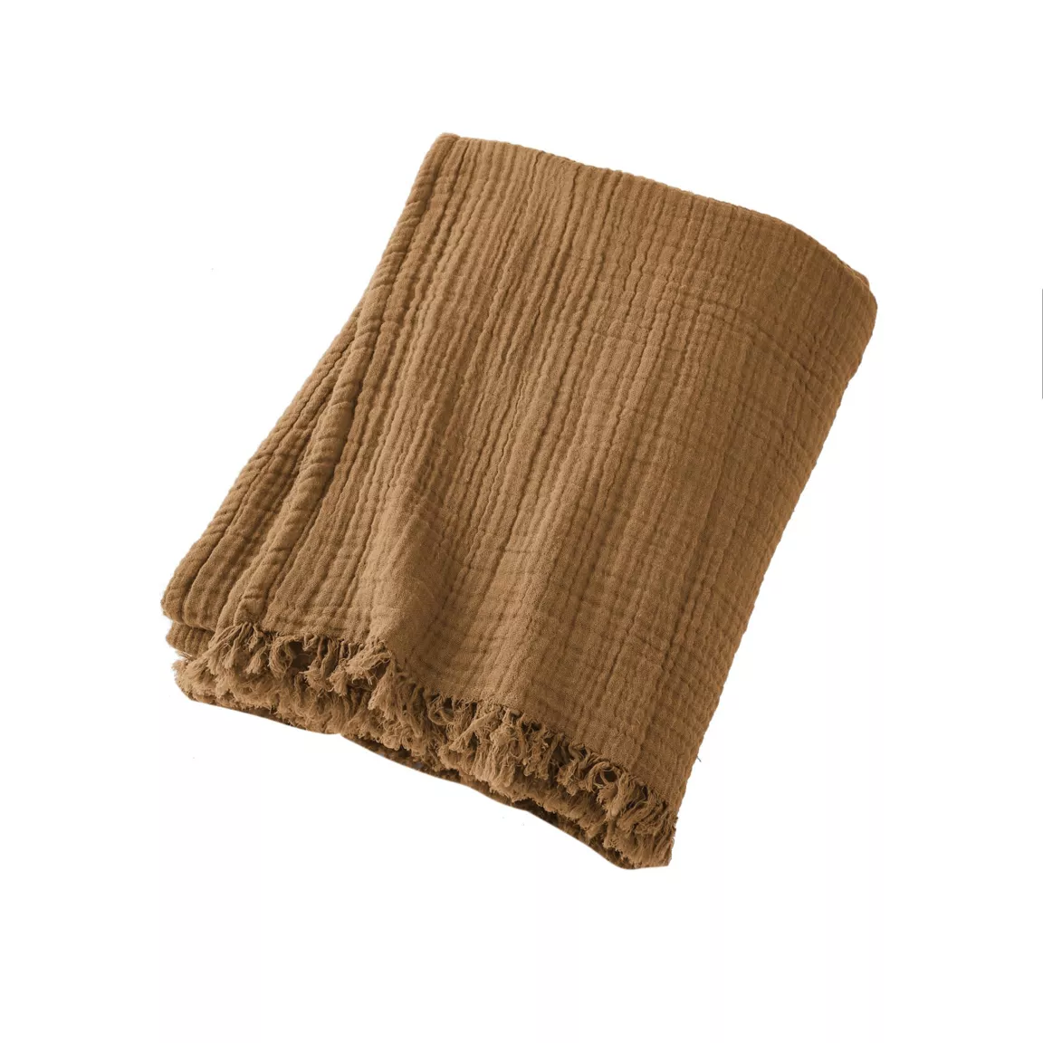 Plaid gaze de coton (130 x 160 cm) Gaïa Camel