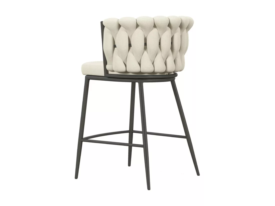 TESSA-Silla de bar de tela crema y metal negro