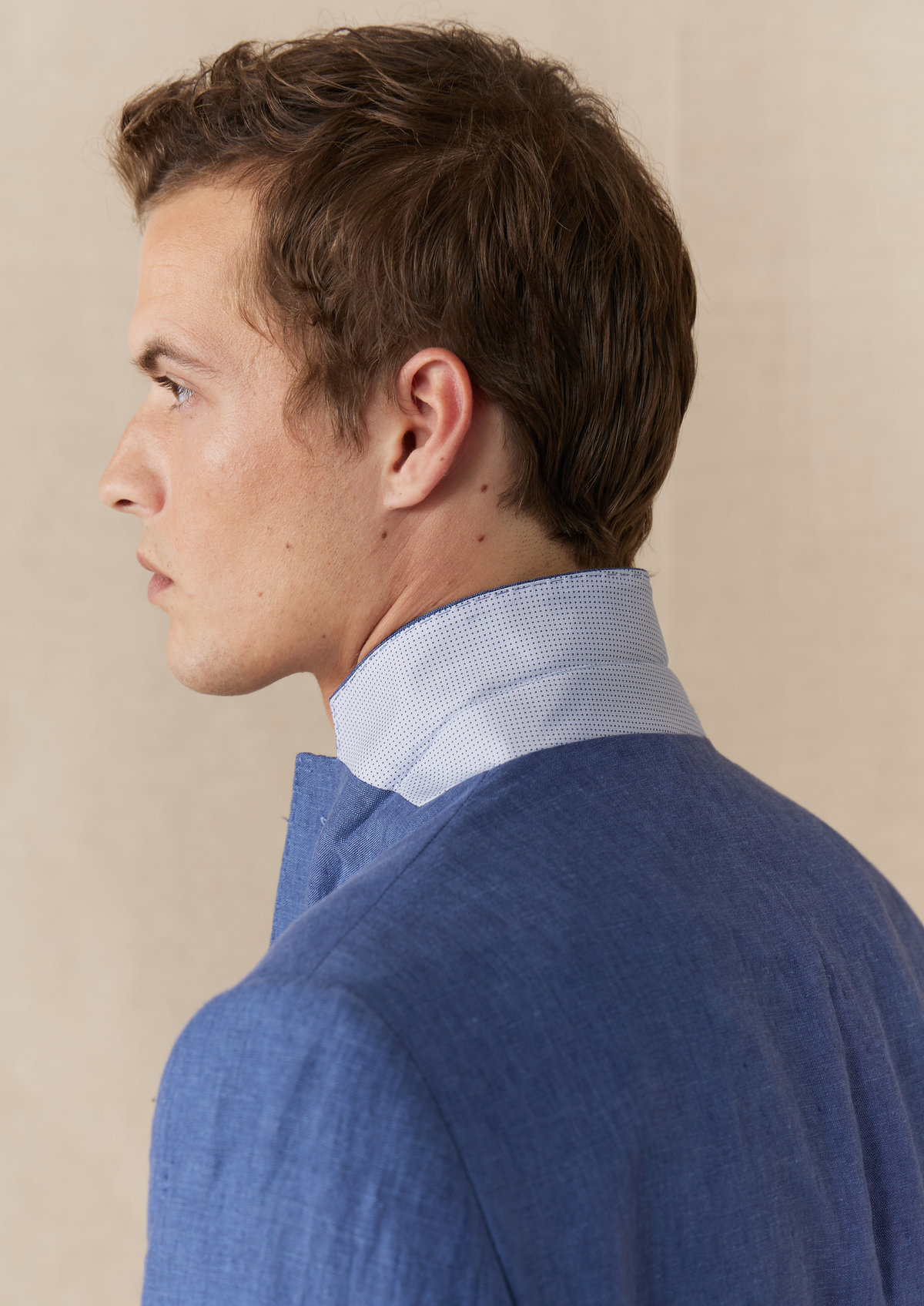 Veste coordonnable Regular en lin uni bleu azur