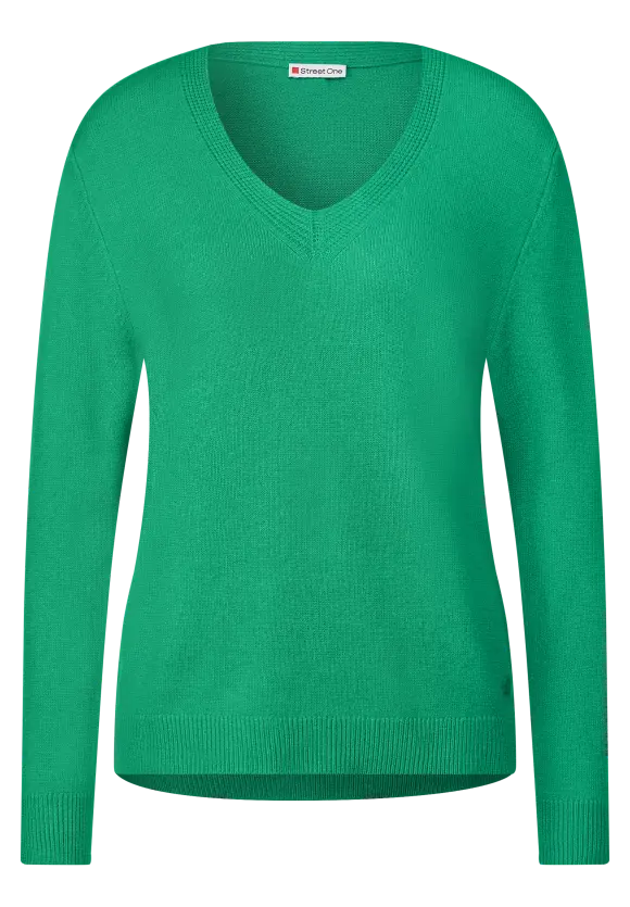 V-Neck Pullover - dark cameo green