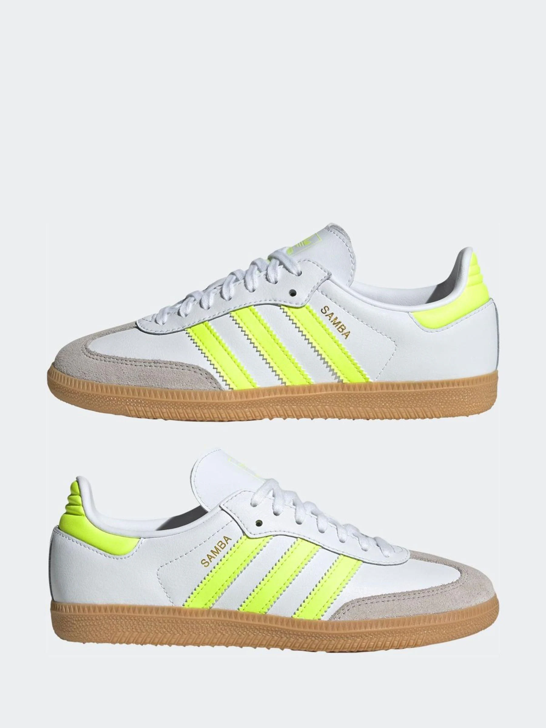 Wit/limoenkleur - adidas Originals Samba OG Junior Trainers