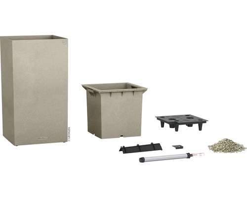 Lechuza Canto Stone plantenbak, kunststof, 30 x 30 cm (L x B x H), beige, inclusief zelfbewateringssysteem