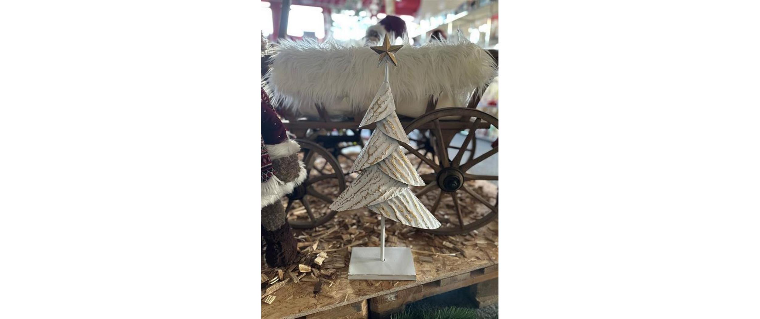 Weihnachtsfigur Christbaum 12 x 30 x 59 cm, Gold/WeissWeihnachtsbaum