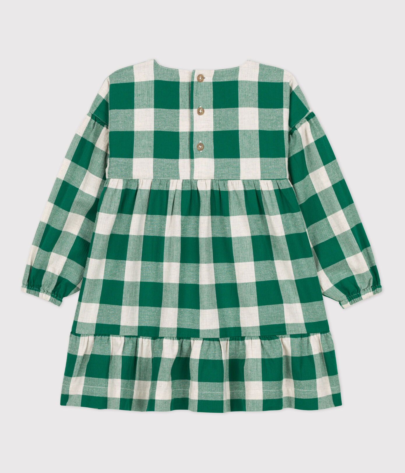 Robe à carreaux manches longues en flanelle enfant fille