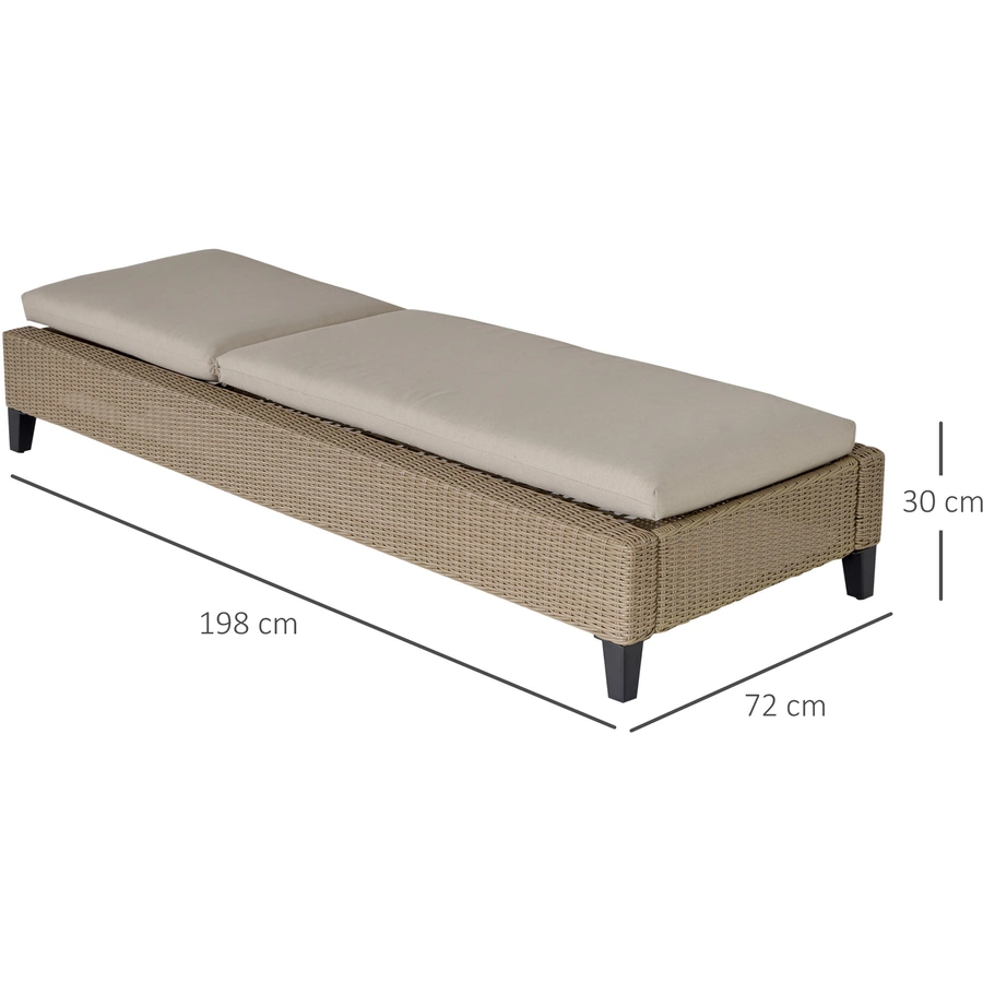 Outsunny Gartenliege mit Kissen beige, creme