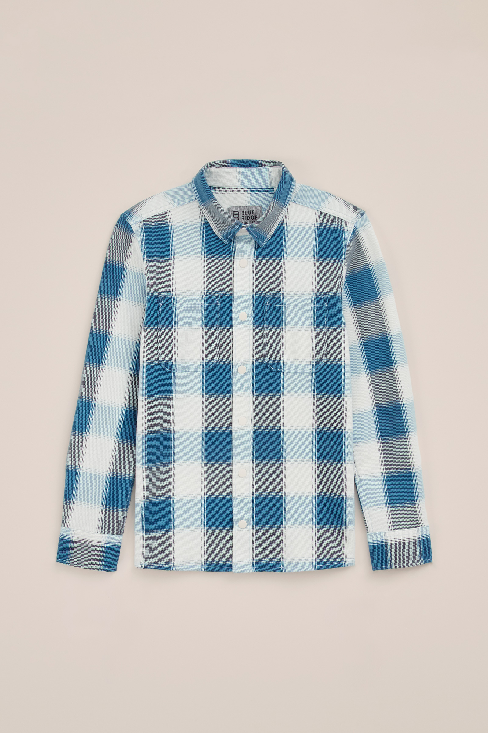 Jongens geprint katoenen overhemd met stretch Blue Ridge Blauw