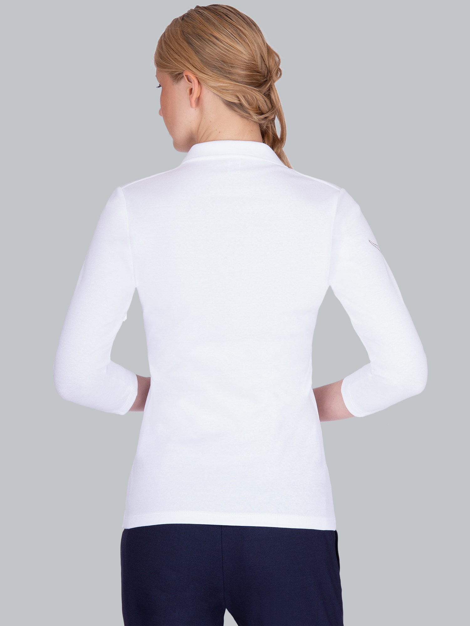 Poloshirt mit Kristallsteinen Weiss