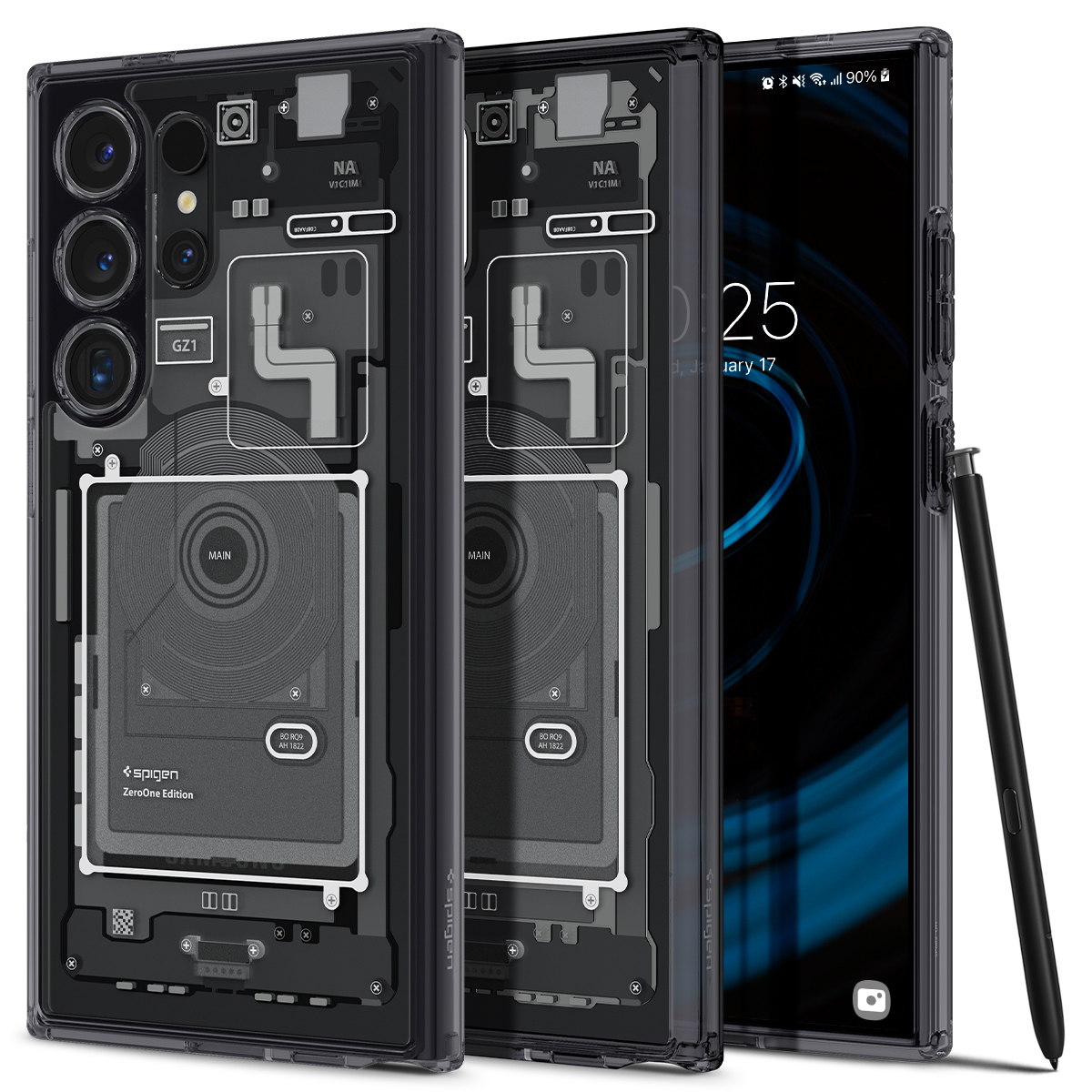 Samsung Galaxy S24 Ultra Zero One Ultra Hybrid Case Hülle (ACS07293) - Schwarz / Transparent