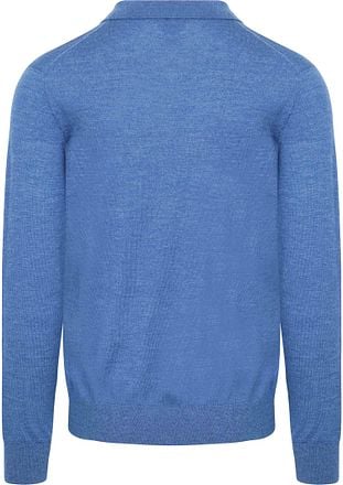 King Essentials The Robert Long Sleeve Poloshirt Merino Mid Blauw KM111030002-B041T kopen