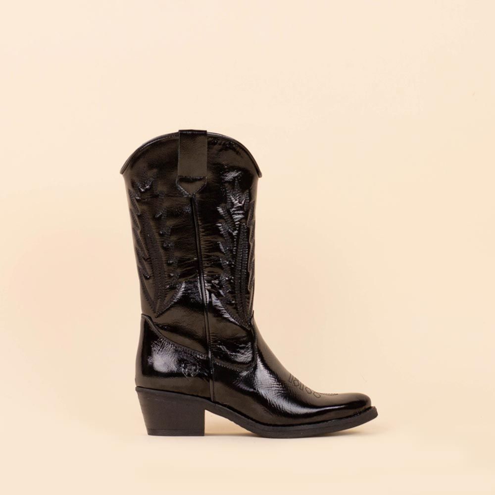 La Pintura cowboyboots lak zwart met rits