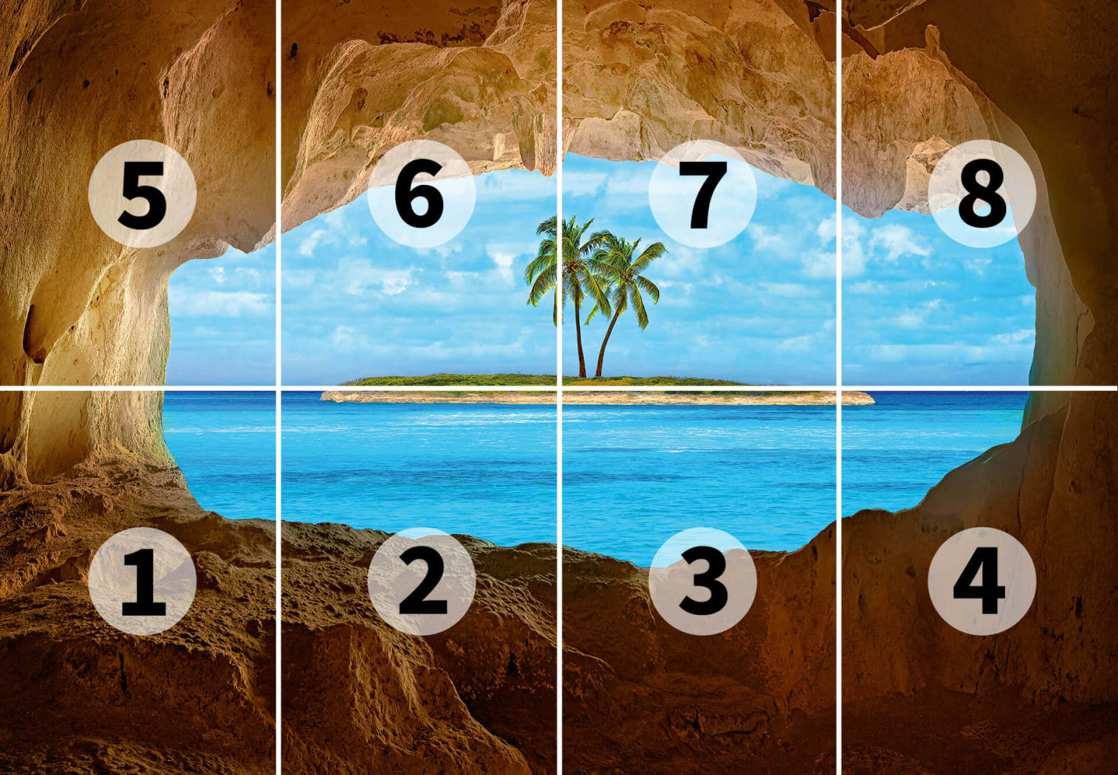Fototapete DESIGNWALLS 2.0 - Insel im Meer - braun-türkis - 2,5 Meter