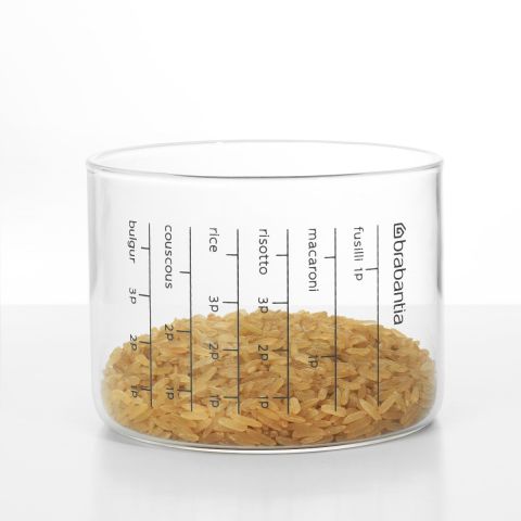 Voorraadbus met Maatbeker 1 liter, Glas - Mint
