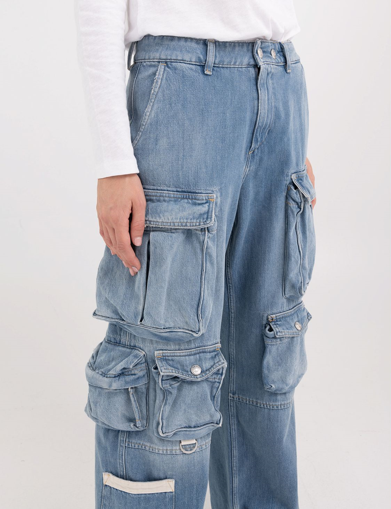 REPLAY PANTALON FEMME CARGO COMBAT MILVA BLEU
