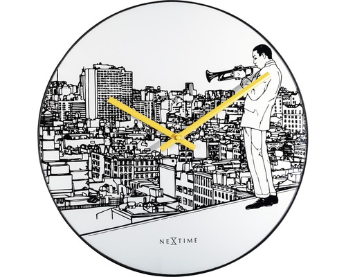 Trumpet City wandklok, wit, Ø 40 cm