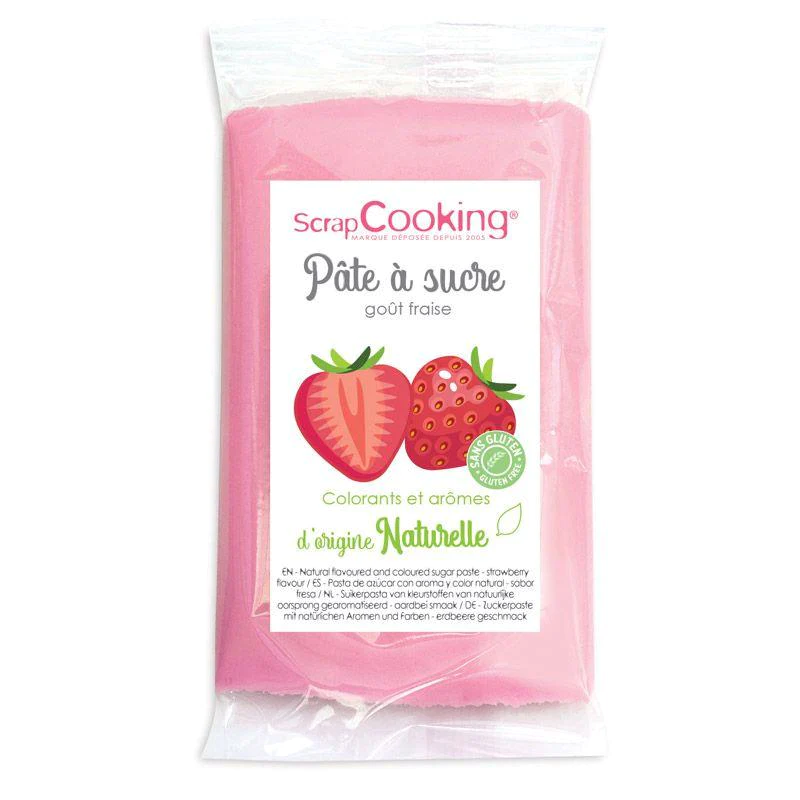 Pâte à sucre rose 250 g sans gluten - arôme fraise Scrapcooking