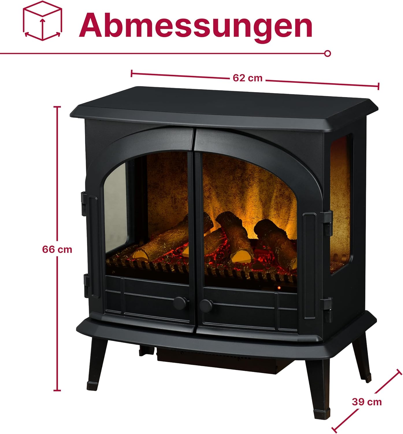 Dimplex Emberly Elektrokamin - 3-Seitiger Elektrokamin mit Heizung & Kaminfeuer - LED Kamin mit Optiflame Flammeneffekt - Zuschaltbarer 2kW Heizlüfter - Inkl. Fernbedienung und App