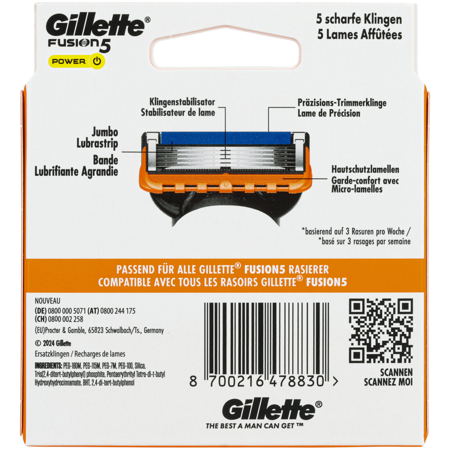 Gillette Klingen Fusion5 Power 8 Stück