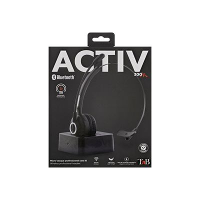 T'nB ACTIV 300M - casque sans fil avec micro - mono oreillette - avec base de recharge - noir