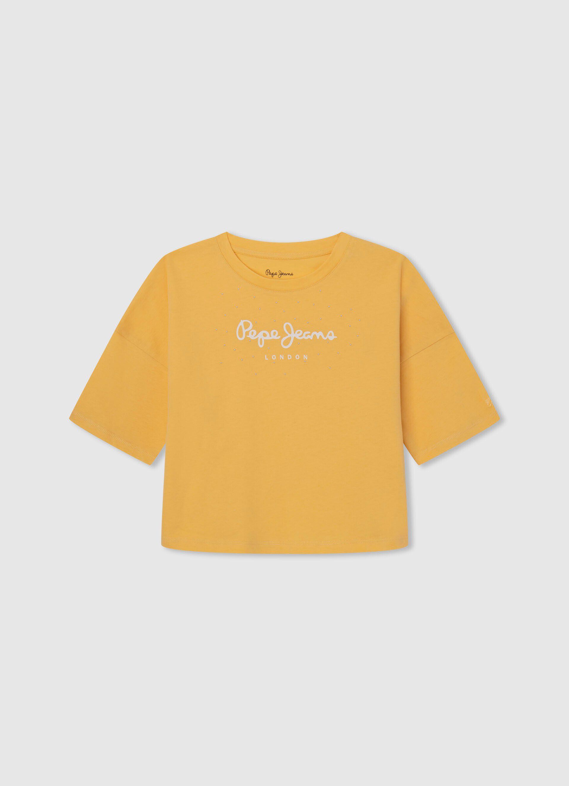 CAMISETA BOXY FIT COM ESTAMPA DE LOGOTIPO - brilho