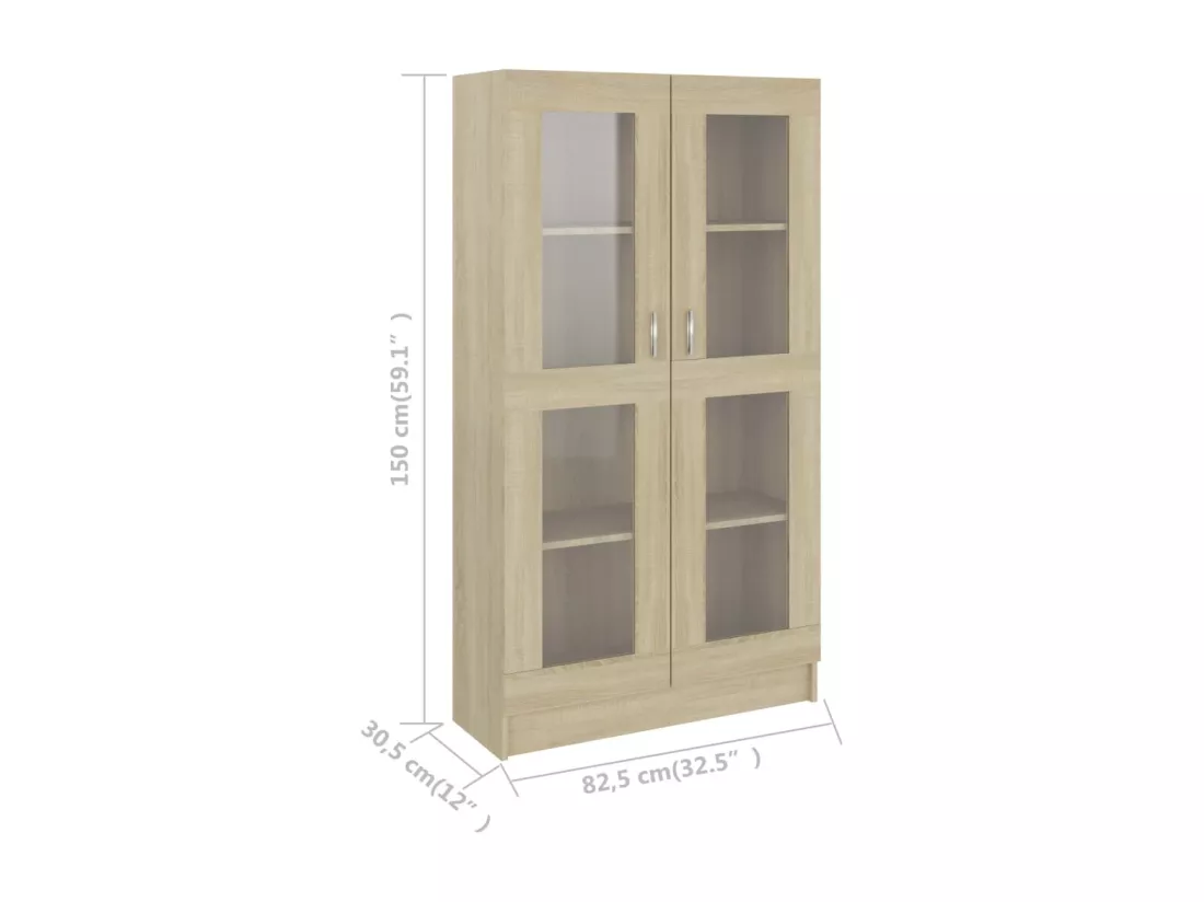 Armoire à vitrine Chêne sonoma 82,5x30,5x150 cm Aggloméré