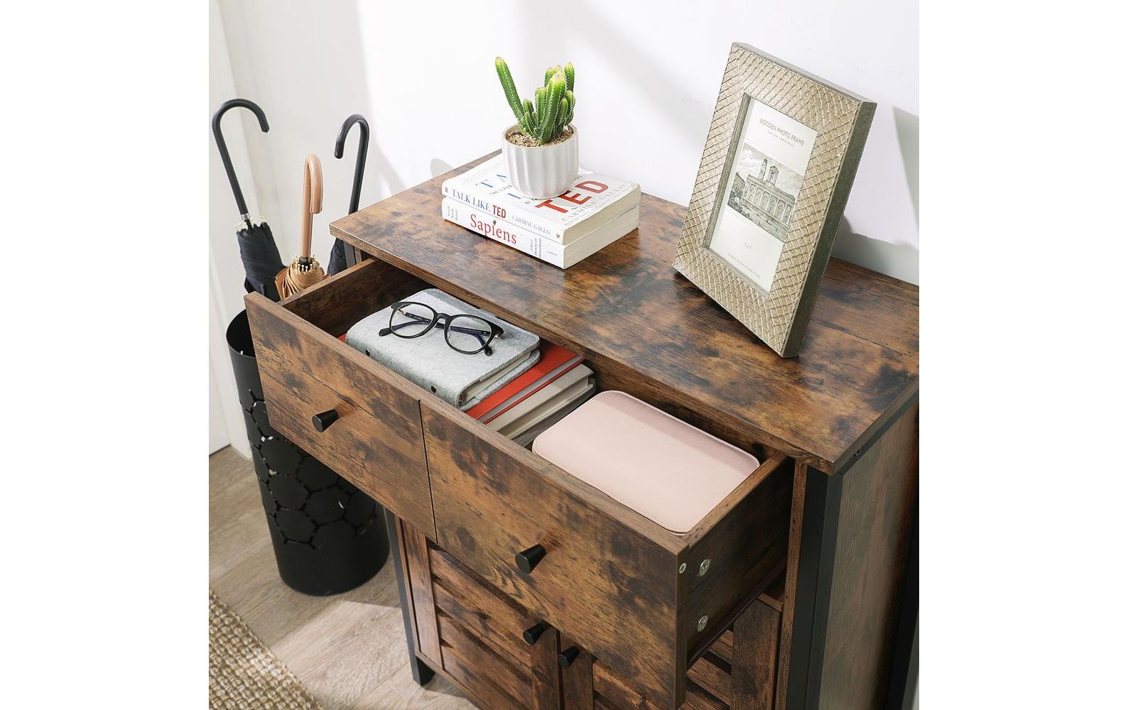 Kommode 80 x 68.6 cm, Braun<br>Holzschrank mit 2 Türen