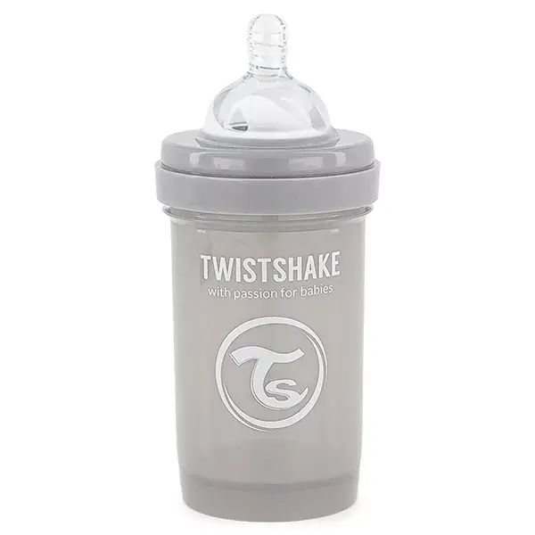 Mamadeira anticólica Twistshake para bebês, cinza pastel, +0 meses, 180ml