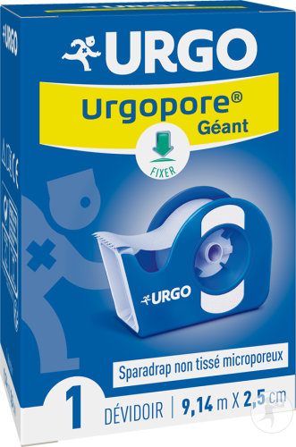 Urgo Urgopore Géant Sparadrap Non Tissé Microporeux 2,5cm x 9,14m 1 Dévidoir