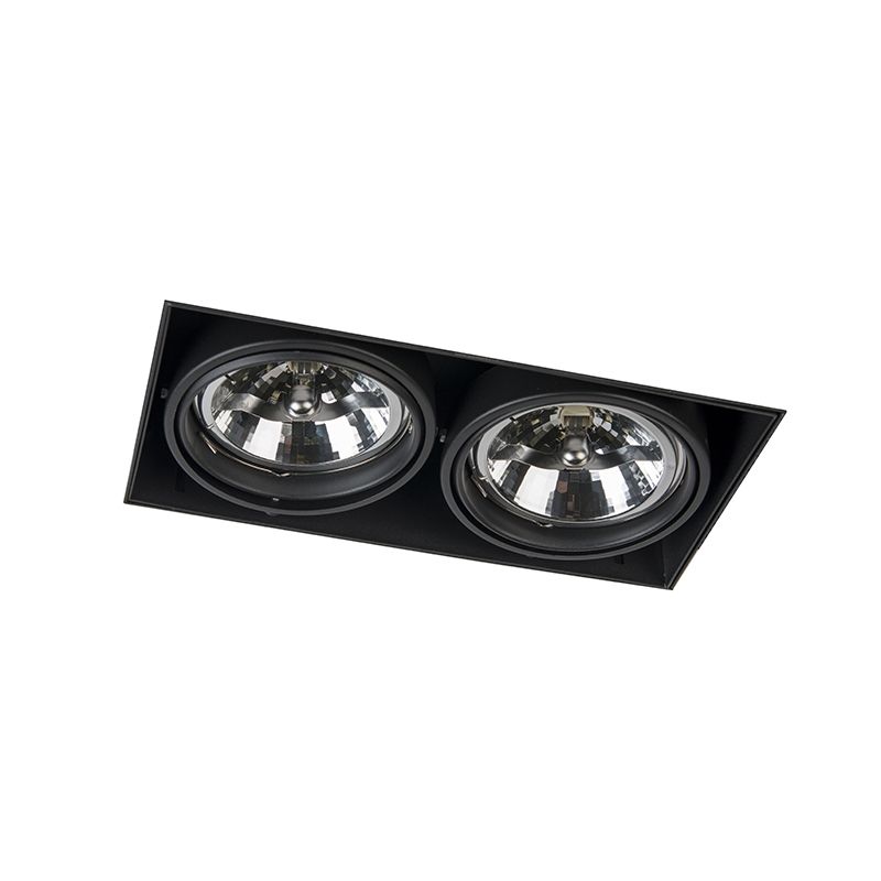 Inbouwspot zwart AR111 draai- en kantelbaar trimless 2-lichts - Oneon