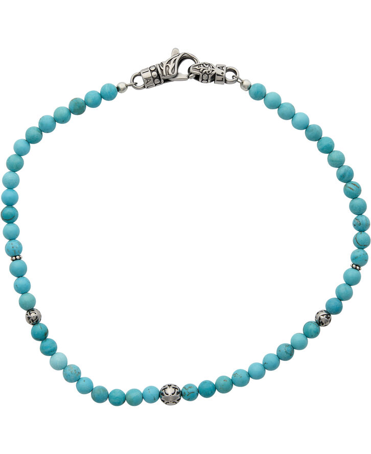 Nialaya Men's Adorned Stainless Steel Wrap Around Bracelet with Turquoise Turquoise