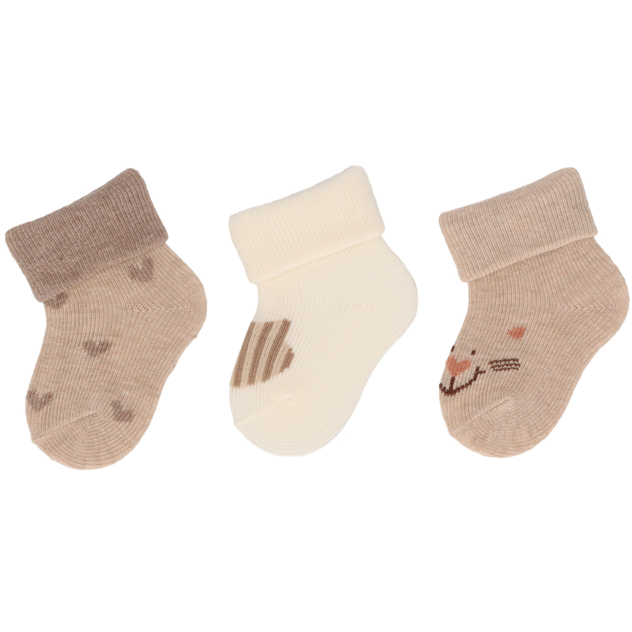 Sterntaler Erstlingssöckchen 3er-Pack Katze beige melange