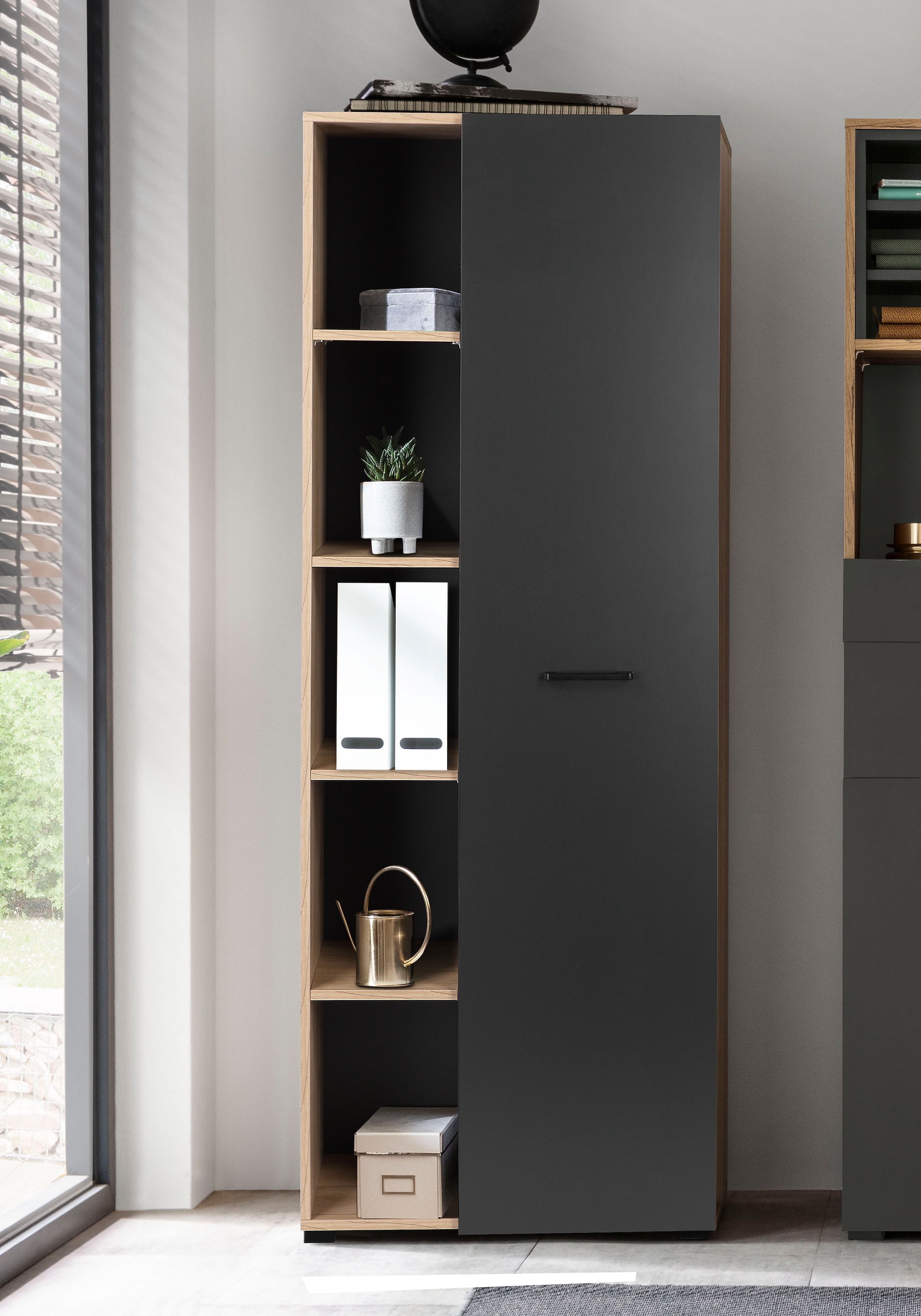 PLACES OF STYLE Aktenschrank »Moid, moderner Mehrzweckschrank,« Masse: 64,5x41,5x175 cm, 5 Fächer mit viel Stauraum