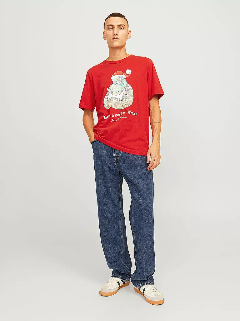 JACK & JONES T-Shirt JJXMAS rot
