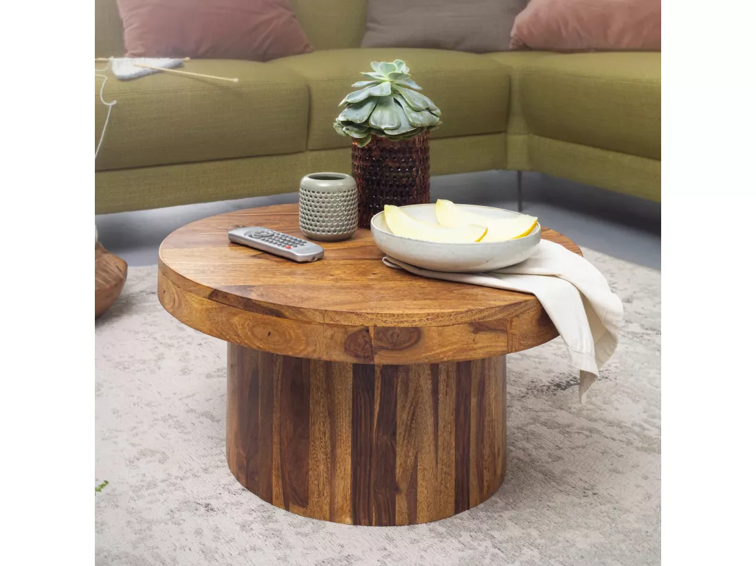 table basse bois massif 60 cm table de salon table basse table ronde marron