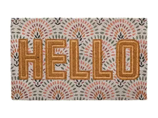 Tapis d'entrée en PVC imprimé et fibre pressée marron 45x75