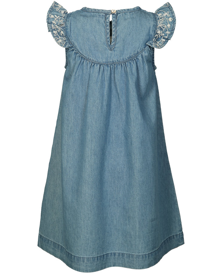 Kurzarm-Kleid CHAMBRAY mit Flügelärmel in light blue denim