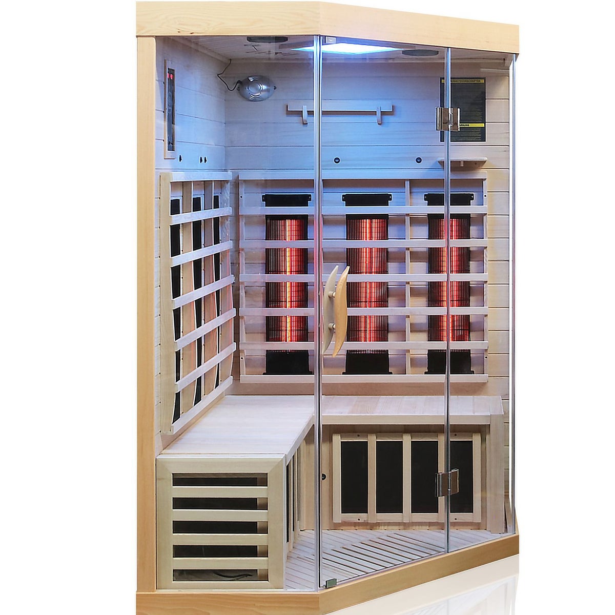 Dewello® Infraroodcabine Infraroodsauna BRANDON 120cm x 120cm incl. 6 full spectrum emitters, 3 koolstof emitters, 2 personen