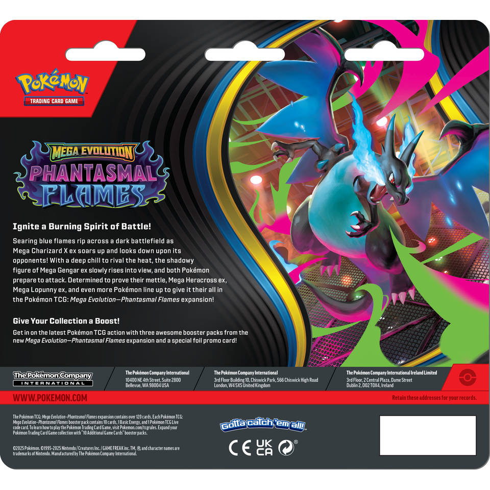 Pokémon TCG Mega Evolution Phantasmal Flames 3 booster blister