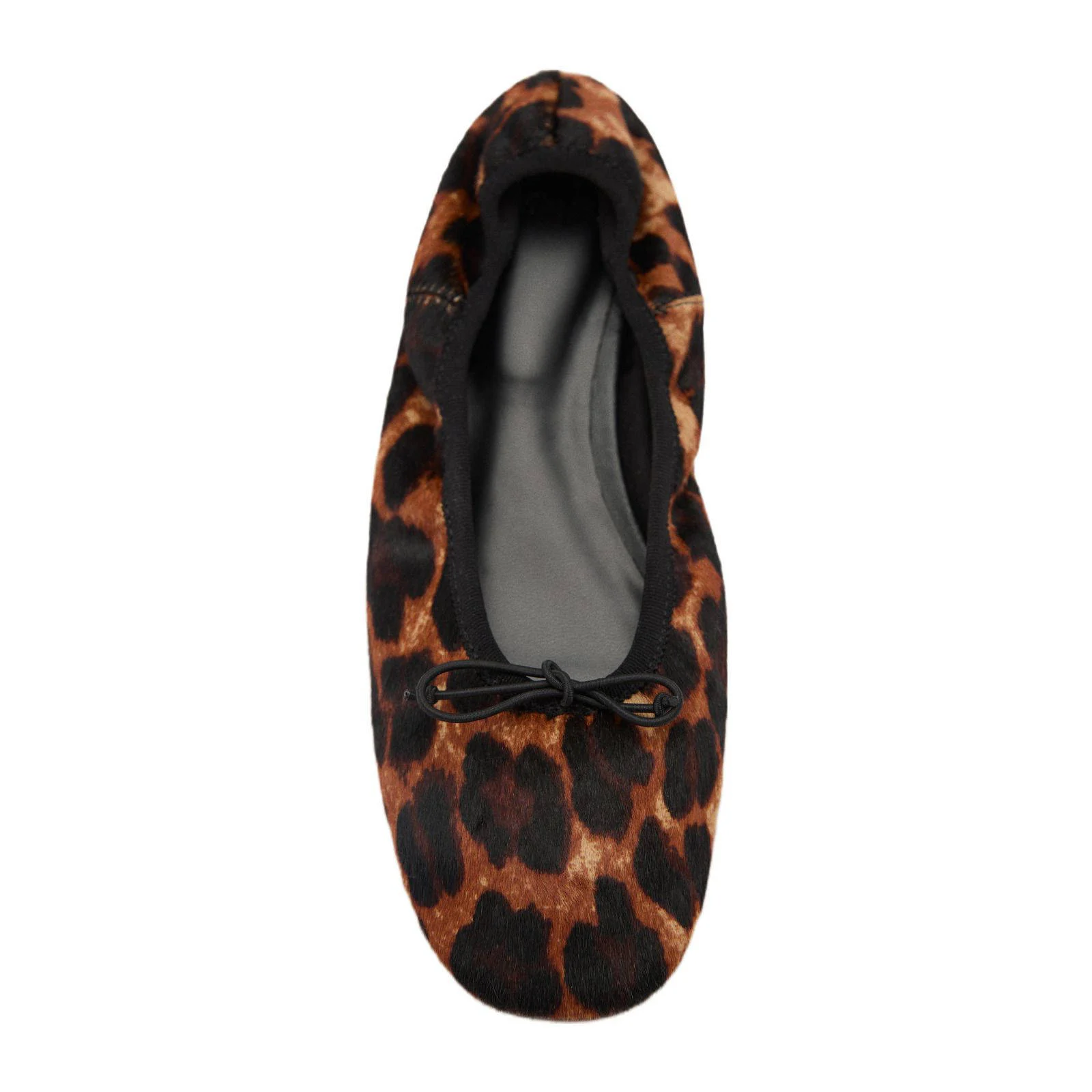 Mango leren ballerina's met panterprint zwart/cognac