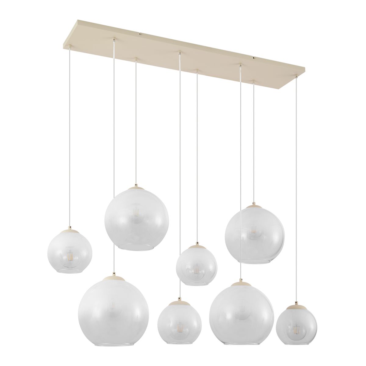 Art Deco hanglamp beige met wit glas 8-lichts - Sandra