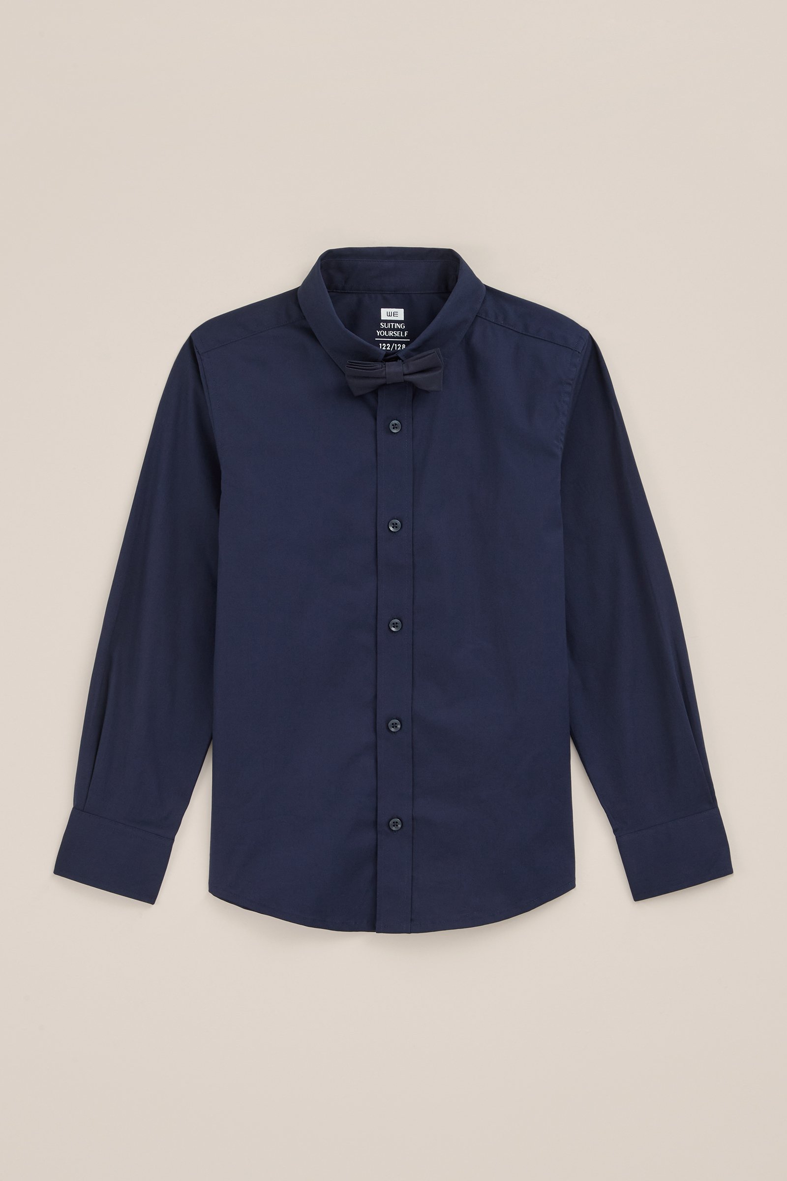 Jongens overhemd met afneembare vlinderdas WE Fashion Donkerblauw