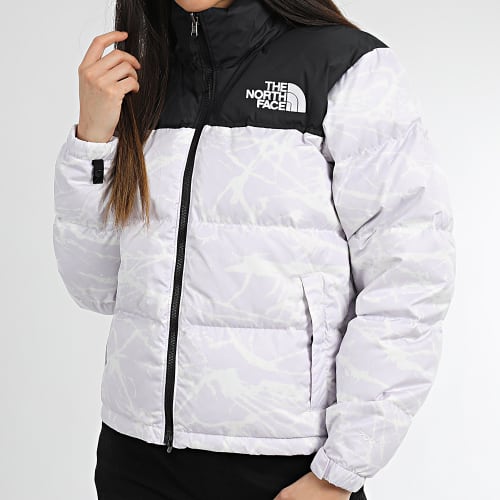 Doudoune Capuche Femme Print Nuptse A5IXK Lila