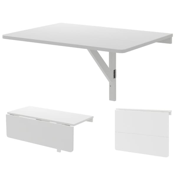 Vegghengt sammenleggbart bord Plassbesparende kjøkkenbord sammenleggbart veggbord 80 x 60 cm Hvit