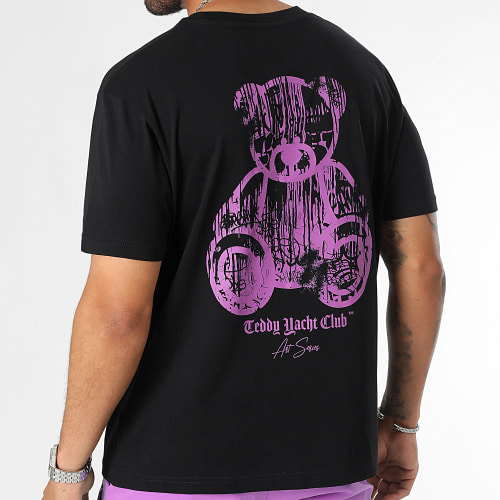 Tee Shirt Oversize Large Art Series Dripping Mono Noir Violet