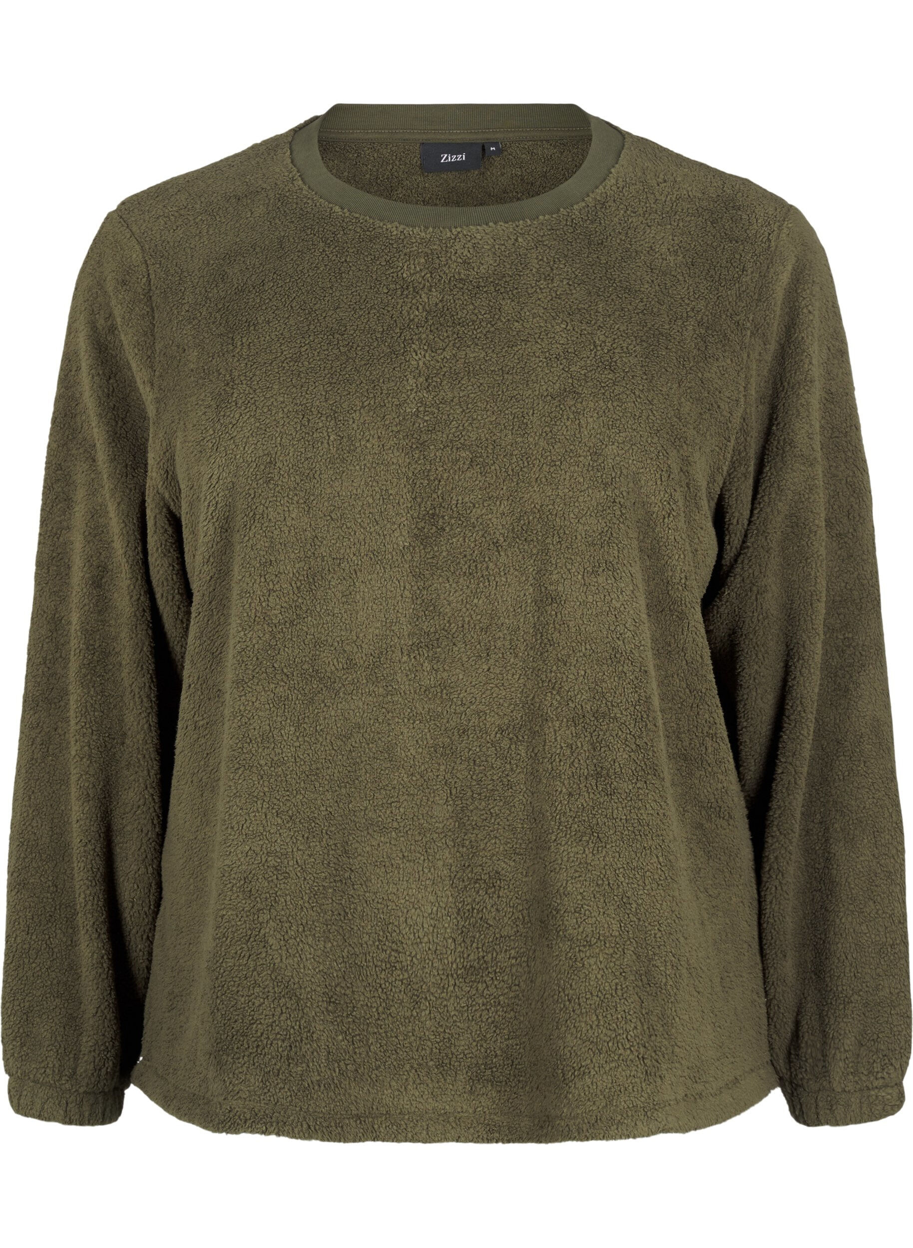 Løs teddy bluse med rund hals