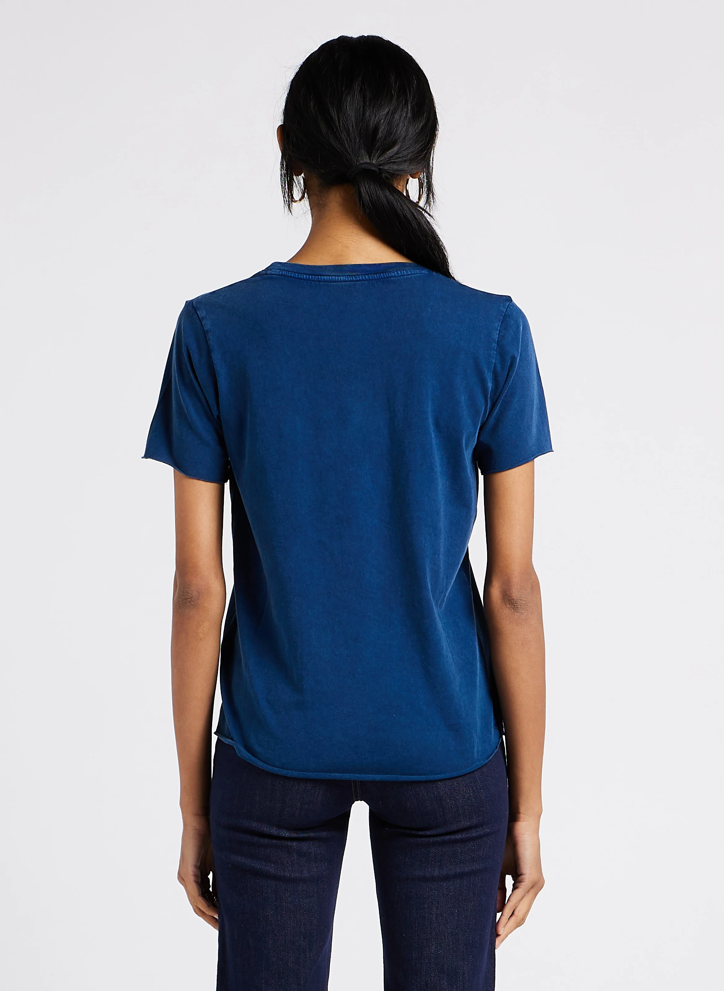 TIZIA - Tee-shirt col rond sérigraphié en coton | Bleu