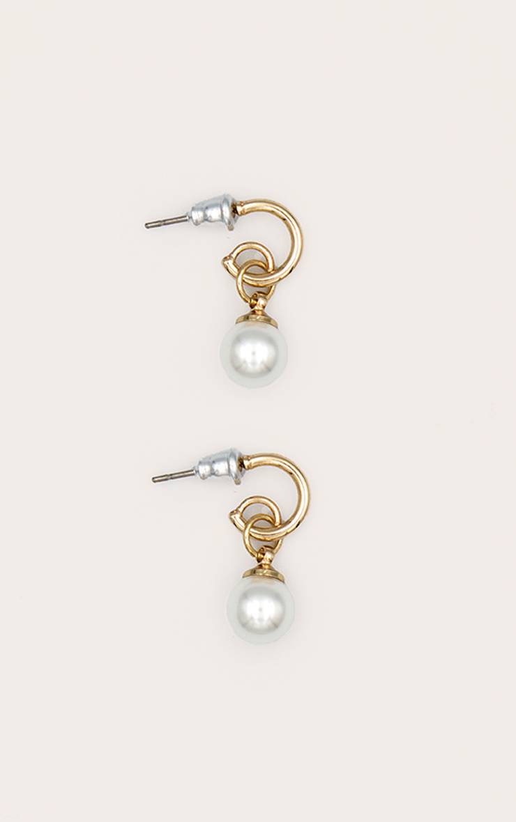 Doré Boucles D'oreilles Créoles Mini Ornées De Perles Délicates