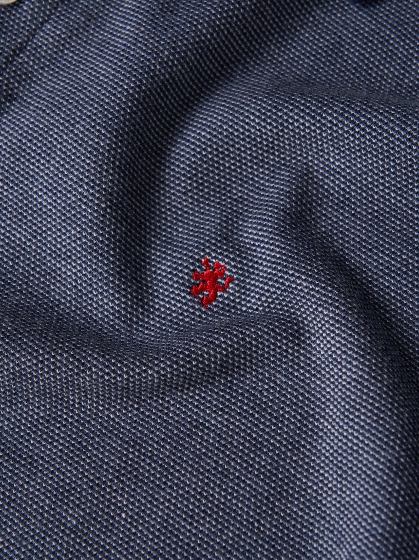 Polo de manga curta em malha de algodão