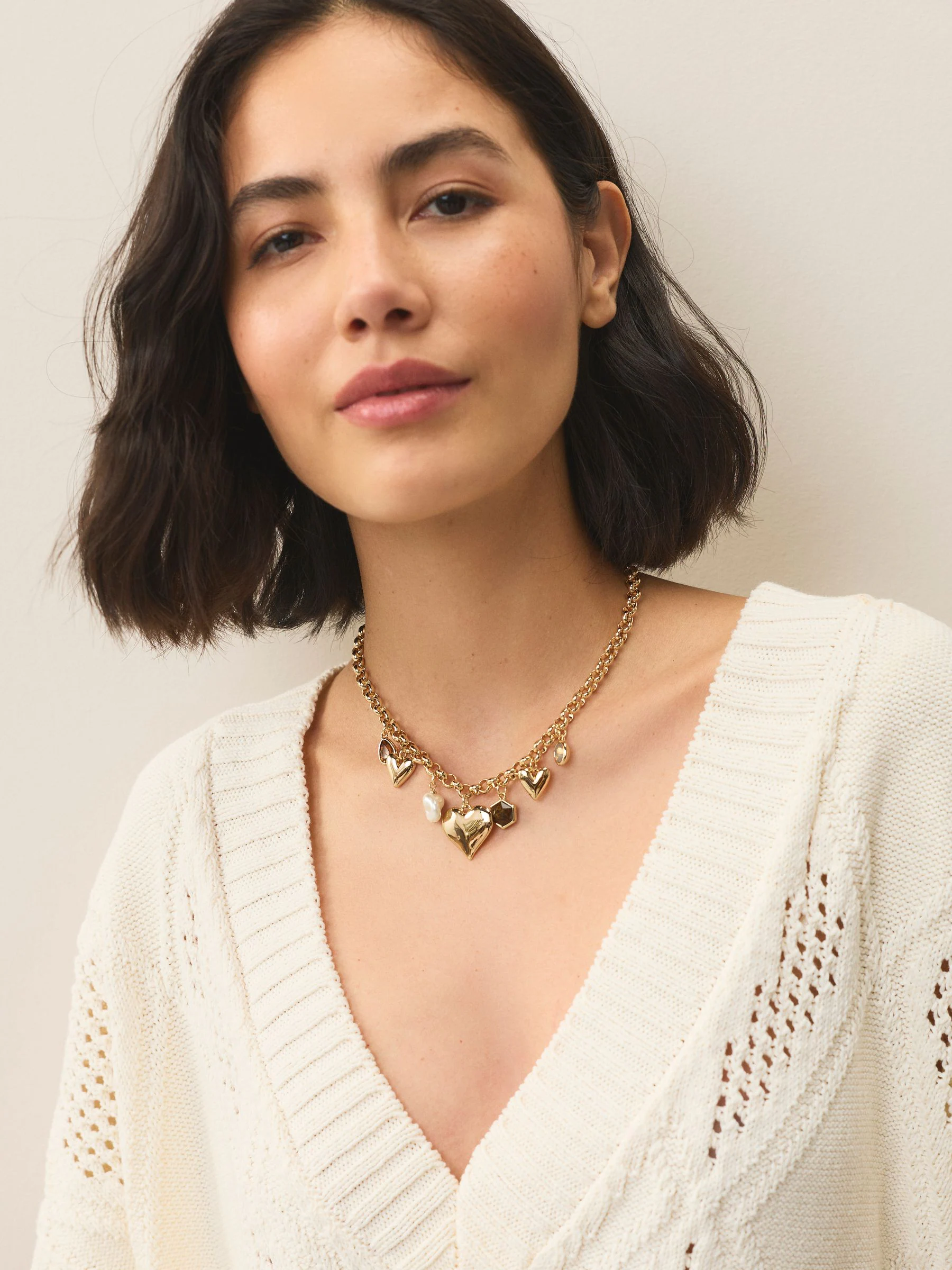 Goudkleurig - Heart Charm Chunky Necklace