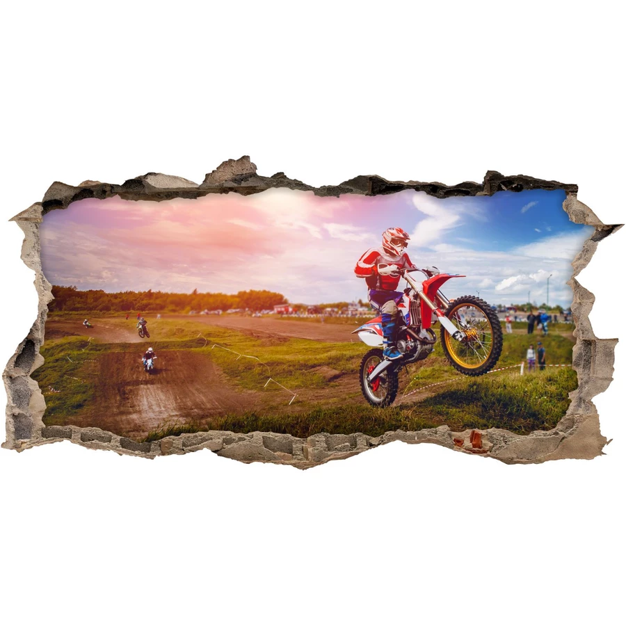 Nikima Wandtattoo 220 Wandtattoo Motocross - Loch in der Wand bunt